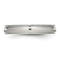 Chisel Stainless Steel Polished 4mm Grooved and Beaded Band view 3