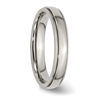 Chisel Stainless Steel Polished 4mm Grooved and Beaded Band view 4