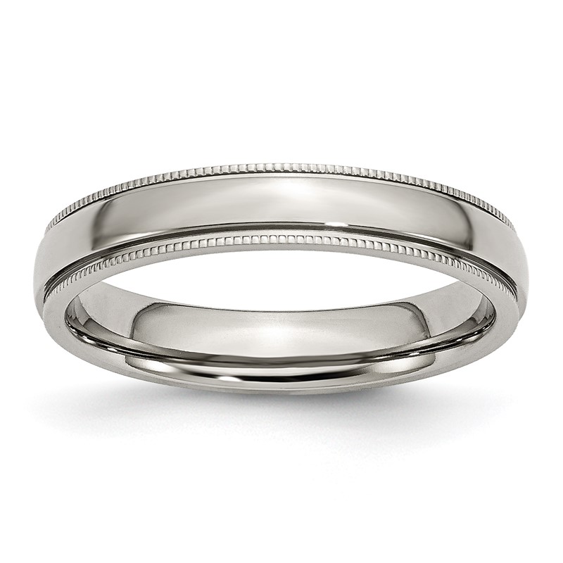 Chisel Stainless Steel Polished 4mm Grooved and Beaded Band