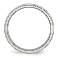 Chisel Stainless Steel Polished 6mm Grooved and Beaded Band view 2