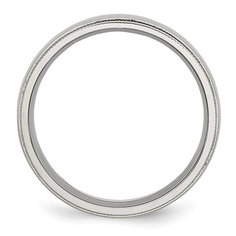 Chisel Stainless Steel Polished 6mm Grooved and Beaded Band