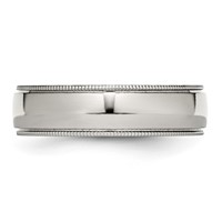 Chisel Stainless Steel Polished 6mm Grooved and Beaded Band view 3