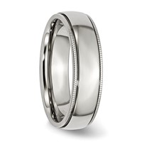 Chisel Stainless Steel Polished 6mm Grooved and Beaded Band view 4