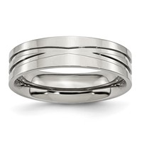 Stainless Steel Polished 6mm Grooved Band view 1