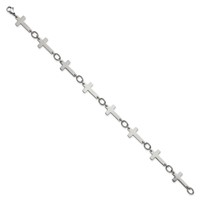Chisel Stainless Steel Polished Sideways Cross Link Anklet - 10in view 3
