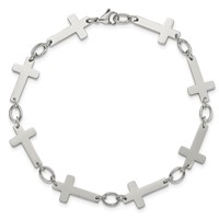 Chisel Stainless Steel Polished Sideways Cross Link Anklet - 10in view 5