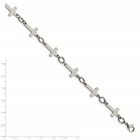 Chisel Stainless Steel Polished Sideways Cross Link Anklet - 10in view 4