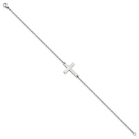Chisel Stainless Steel Polished Sideways Cross Anklet, 10" view 3