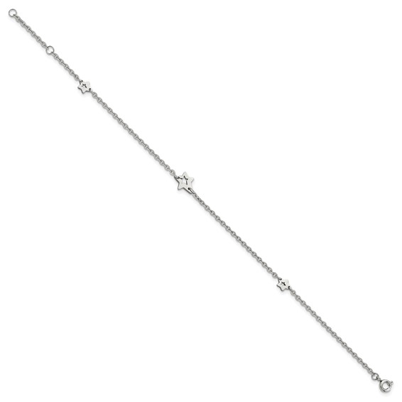 Chisel Stainless Steel Polished Stars 9 inch Anklet Plus 1 inch Extension