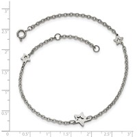 Chisel Stainless Steel Polished Stars Anklet Plus 1 Inch Extension, 9" view 4