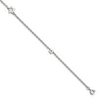 Chisel Stainless Steel Polished Stars Anklet Plus 1 Inch Extension, 9" view 1
