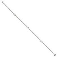 Chisel Stainless Steel Polished Hearts 9 Inch Anklet Plus 1 Inch Extension view 3