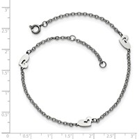 Chisel Stainless Steel Polished Hearts 9 Inch Anklet Plus 1 Inch Extension view 4