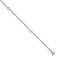 Chisel Stainless Steel Polished Hearts 9 Inch Anklet Plus 1 Inch Extension view 1