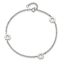 Chisel Stainless Steel Polished Flowers Anklet Plus 1 Inch Extension, 9" view 5