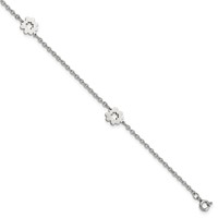 Chisel Stainless Steel Polished Flowers Anklet Plus 1 Inch Extension, 9" view 1