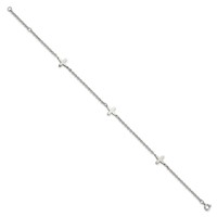 Chisel Stainless Steel Polished Cross Charms Anklet Plus 1 Inch Extension, 9" view 3