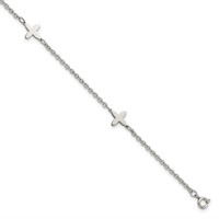 Chisel Stainless Steel Polished Cross Charms Anklet Plus 1 Inch Extension, 9" view 1