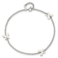 Chisel Stainless Steel Polished with Butterfly Charms Anklet Plus 1 Inch Extension, 9" view 5