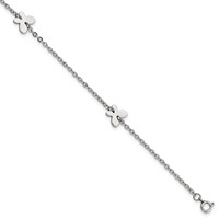 Chisel Stainless Steel Polished with Butterfly Charms Anklet Plus 1 Inch Extension, 9" view 1