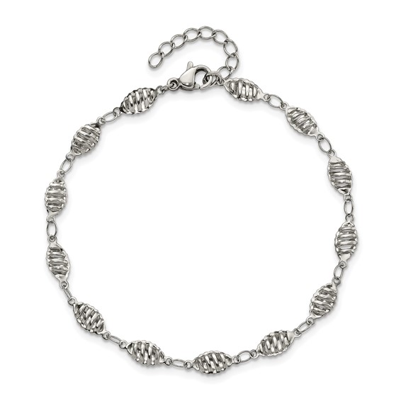 Chisel Stainless Steel Polished 9 inch Anklet Plus 1 inch Extension