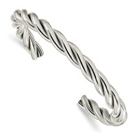 Chisel Stainless Steel Polished Twisted Cuff Bangle view 1