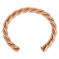 Stainless Steel Polished Rose IP-plated Twisted Cuff Bangle view 3
