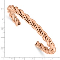 Stainless Steel Polished Rose IP-plated Twisted Cuff Bangle view 4