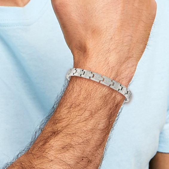 Chisel Stainless Steel Brushed and Polished 8.5 inch Link Bracelet