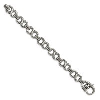 Chisel Stainless Steel Antiqued Polished and Textured Infinity Symbol Link Bracelet, 8.5" view 3