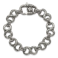 Chisel Stainless Steel Antiqued Polished and Textured Infinity Symbol Link Bracelet, 8.5" view 4