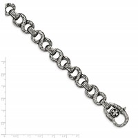 Chisel Stainless Steel Antiqued Polished and Textured Infinity Symbol Link Bracelet, 8.5" view 5