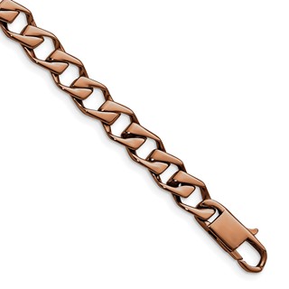 Stainless Steel Polished Brown IP-plated Fancy Link 8.5in Bracelet