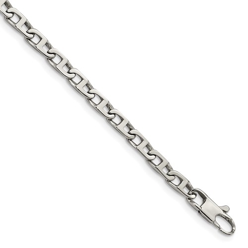 Chisel Stainless Steel Polished Oval Link Bracelet, 7.75"