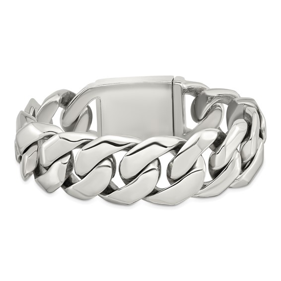 Chisel Stainless Steel Polished 9 inch Fancy Curb Bracelet