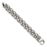 Chisel Stainless Steel Polished Large and Small Oval Link Bracelet, 8.25" view 3