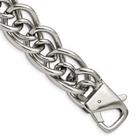 Chisel Stainless Steel Polished Large and Small Oval Link Bracelet, 8.25" view 1