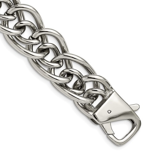 Chisel Stainless Steel Polished Large and Small Oval Link Bracelet, 8.25"