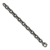 Chisel Stainless Steel Antiqued Polished and Textured Fancy Link Bracelet, 8.25" view 3