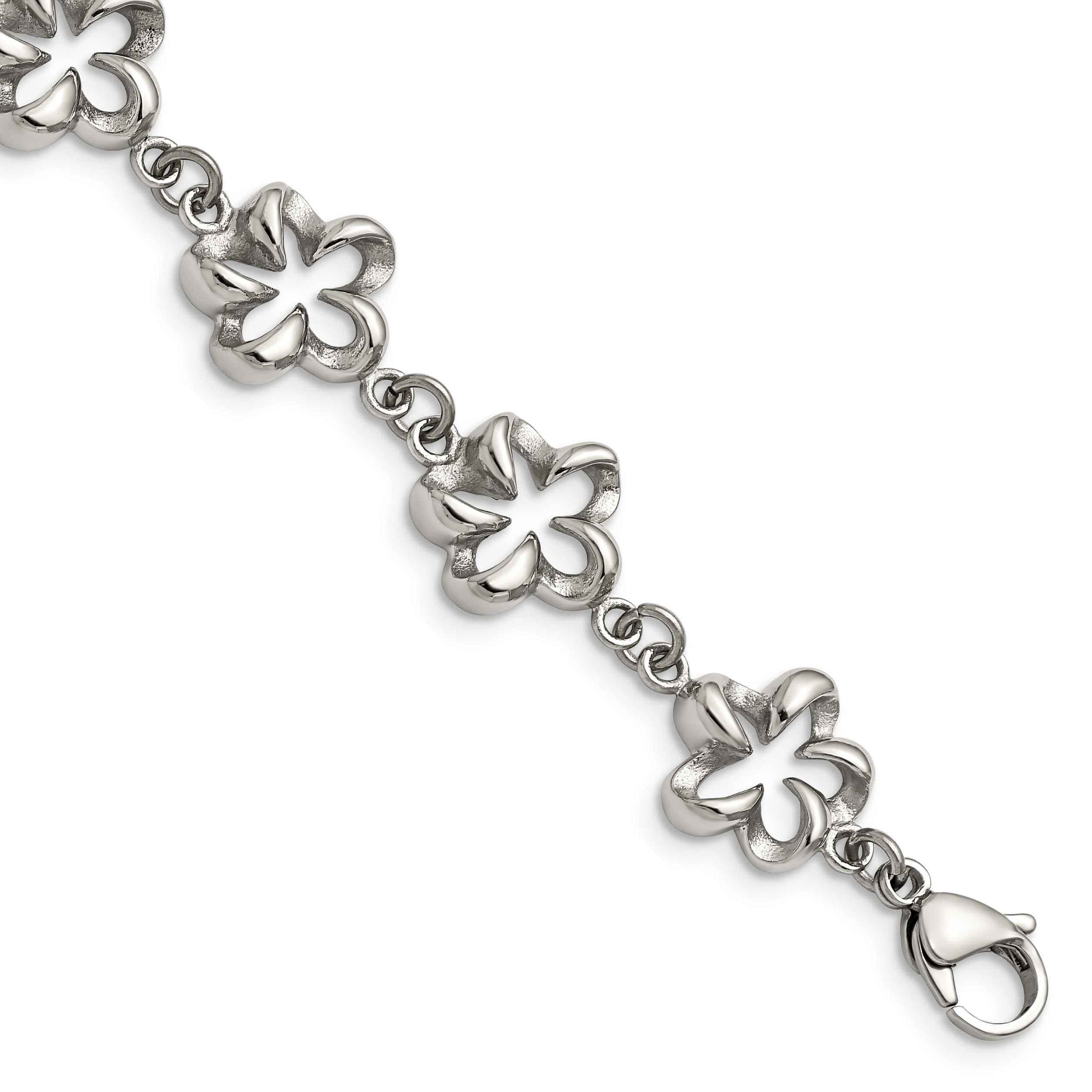 Goldia White Stainless Steel Antiqued and Polished W/Synthetic Cz Adjustable Necklace 