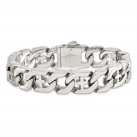 Chisel Stainless Steel Polished Crosses Link Bracelet, 8.5" view 4