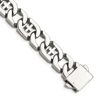 Chisel Stainless Steel Polished Crosses Link Bracelet, 8.5" view 1