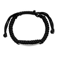 Chisel Stainless Steel Polished Black Fabric Adjustable ID Bracelet view 4
