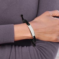 Chisel Stainless Steel Polished Black Fabric Adjustable ID Bracelet view 5
