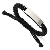 Chisel Stainless Steel Polished Black Fabric Adjustable ID Bracelet view 1