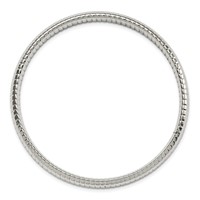 Chisel Stainless Steel Polished and Textured Hollow Bangle view 3