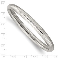 Chisel Stainless Steel Polished and Textured Hollow Bangle view 4