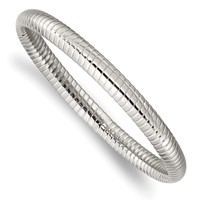 Chisel Stainless Steel Polished and Textured Hollow Bangle view 1