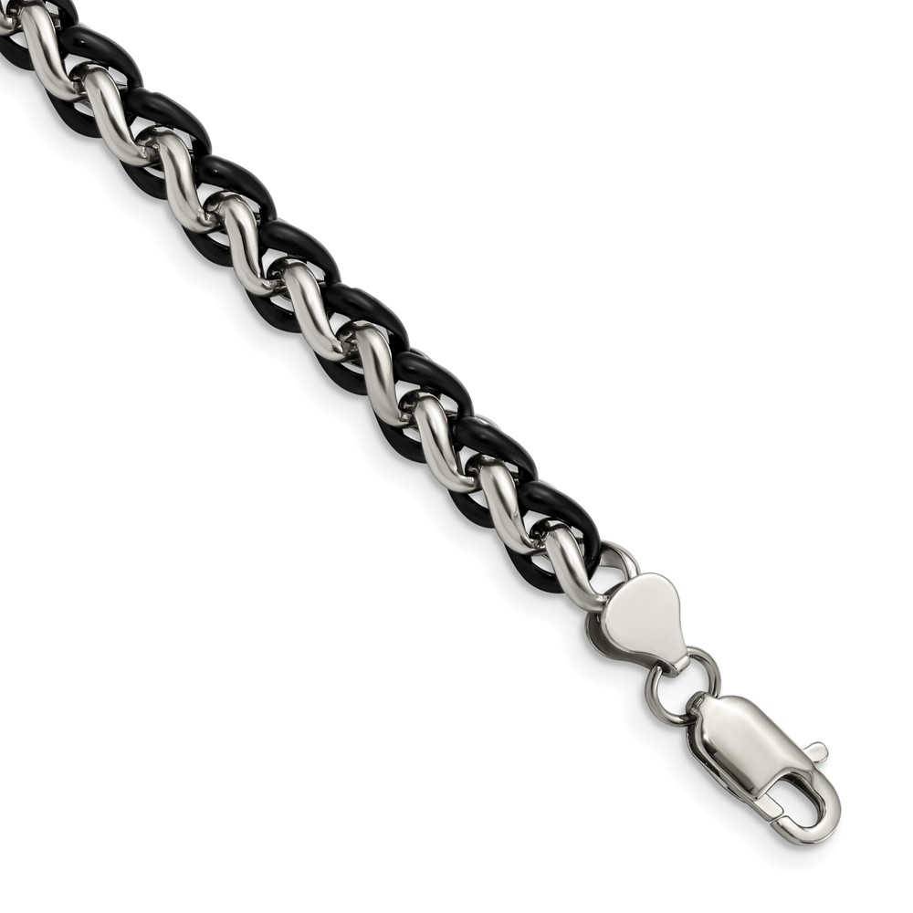 Stainless Steel Polished Black IP-plated 8.25in Bracelet