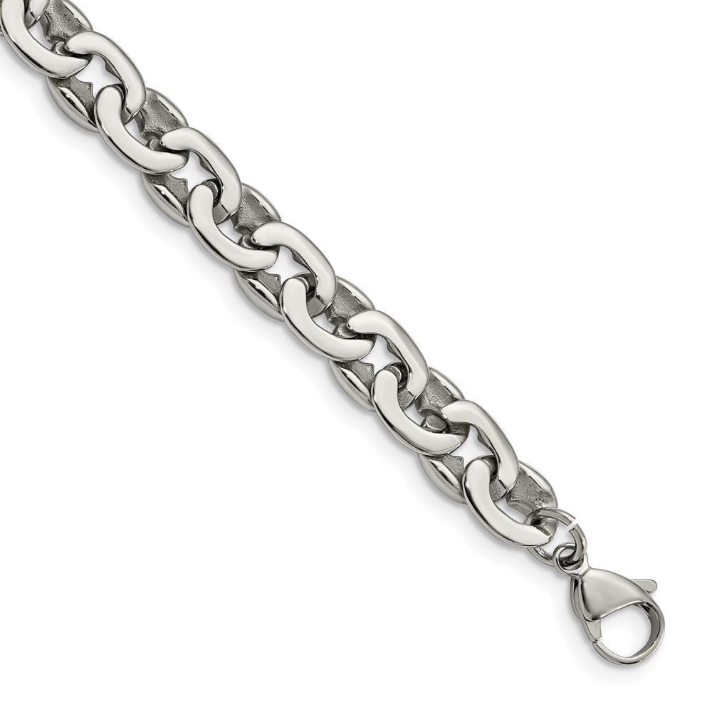 Stainless Steel Polished Oval Link 8.25in Bracelet